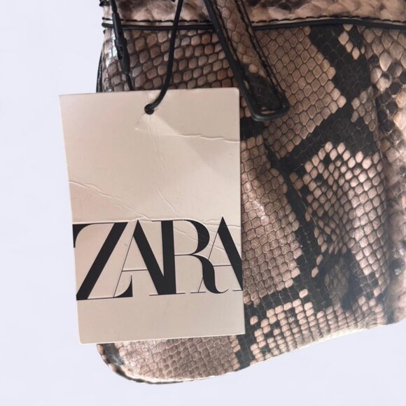 NWT Zara Women's Grey Snakeskin Top Zip Shoulder Bag Handbag Purse - Picture 3 of 3